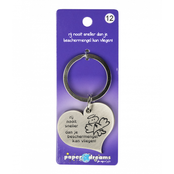 Hartje met tekst: Rij nooit sneller dan je beschermengel