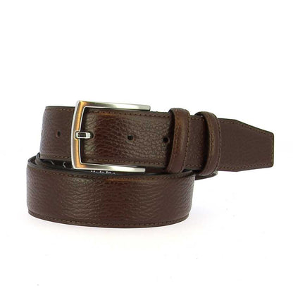 broeksriem met korrelprint donker bruin