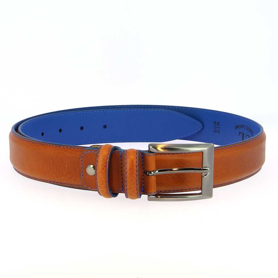 broeksriem cognac blauw