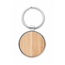 Metalen sleutelhanger met houten inleg met  uw naam